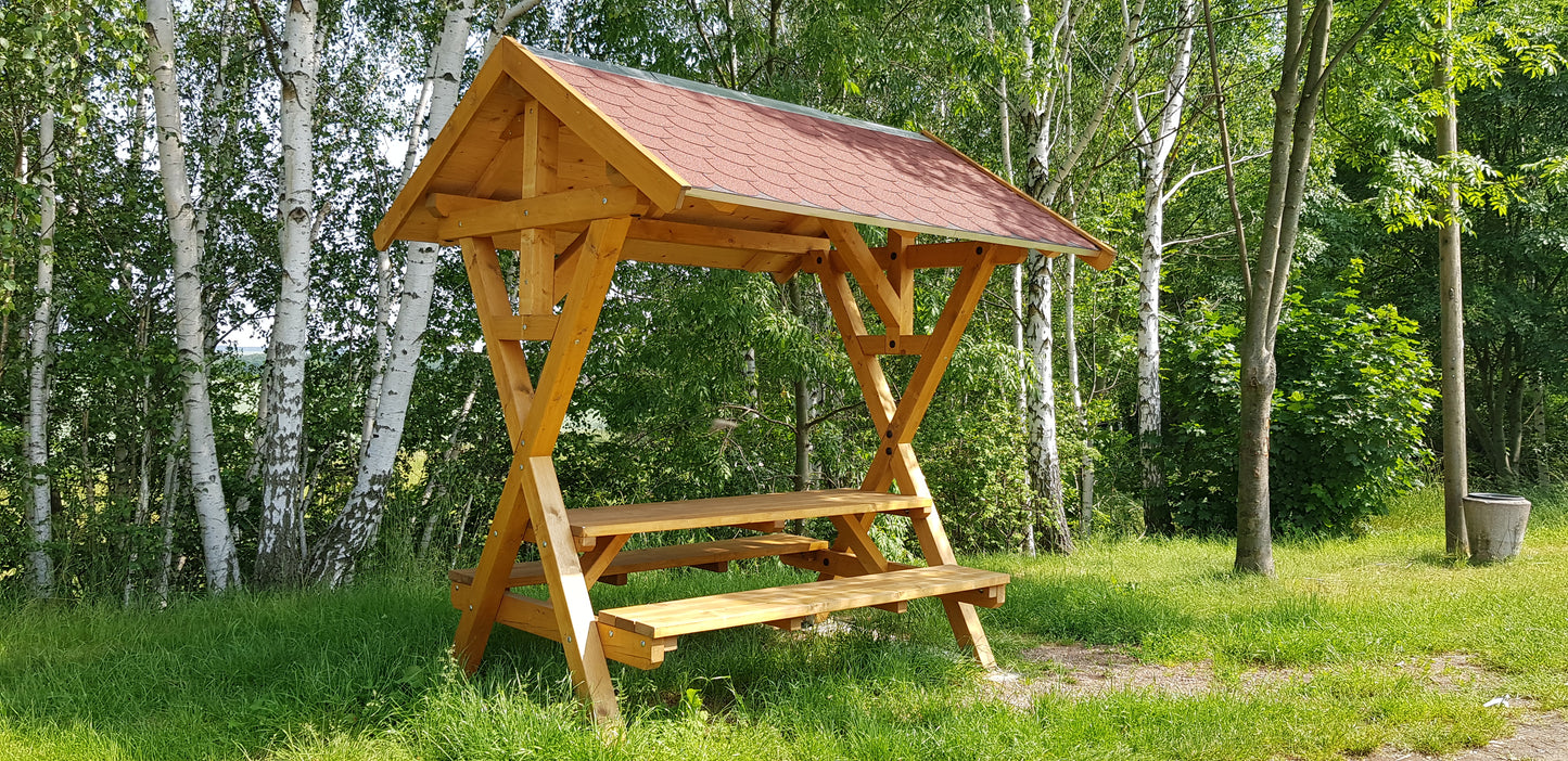 Überdachte Sitzgruppe Waldschänke Premium/ auch XXL