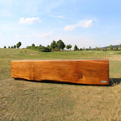 Gartenbank Panorama-Sitzbank aus massiver Eiche