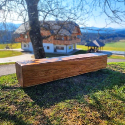 Gartenbank Panorama-Sitzbank aus massiver Eiche