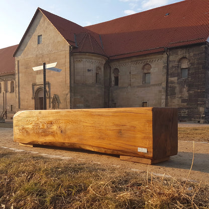 Gartenbank Panorama-Sitzbank aus massiver Eiche